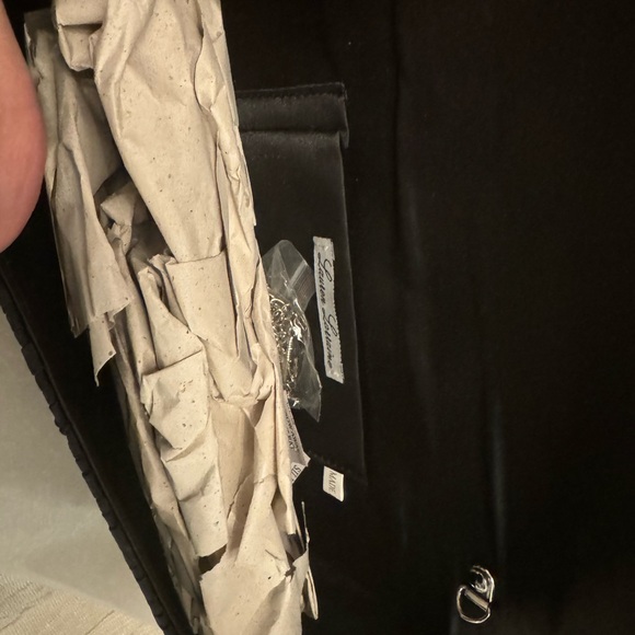 New couture black satin evening clutch with chain - Picture 5 of 5